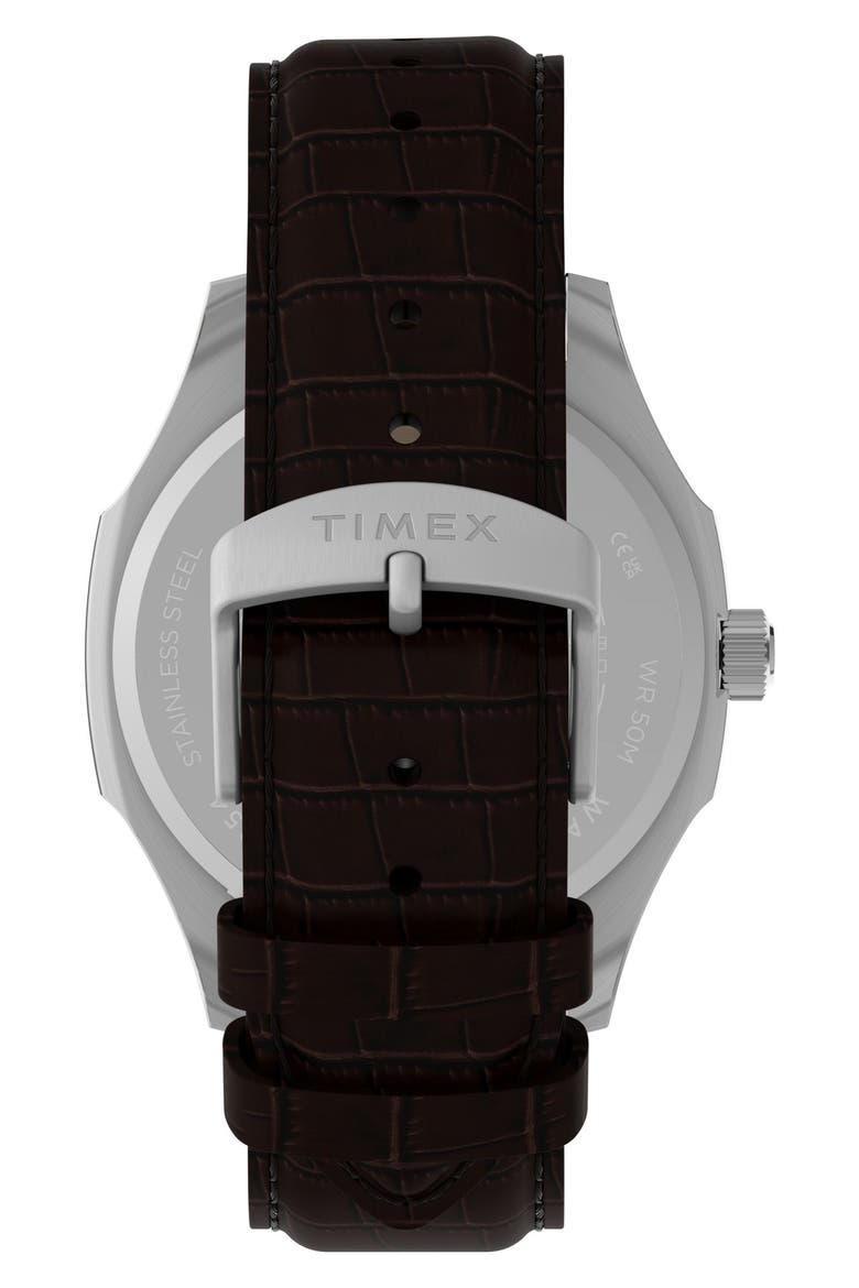 Marquis Croc-Embossed Leather Strap Watch, Alternate, color, BROWN