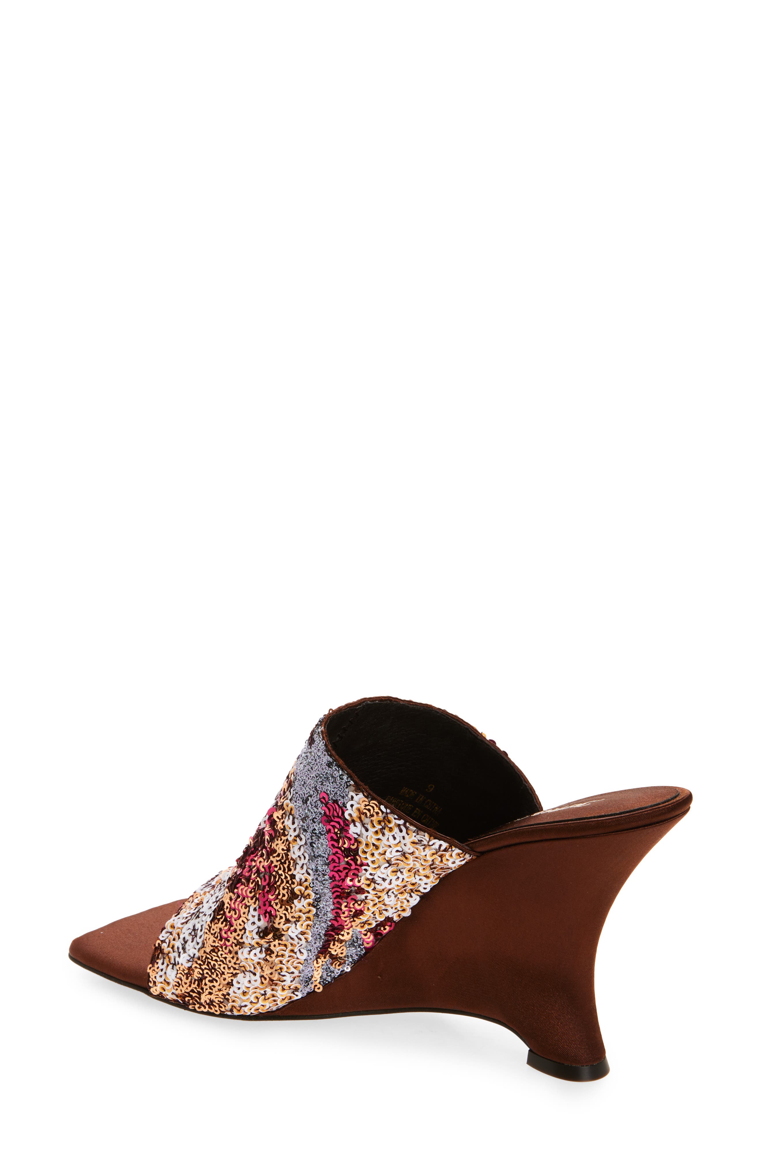 Jeffrey Campbell Aura Wedge Slide Sandal, Alternate, color, Brown Satin Combo