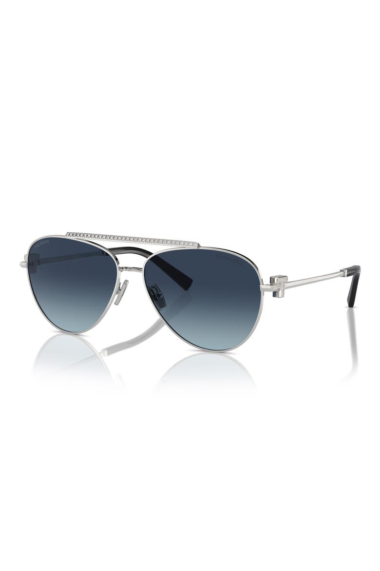 59mm Gradient Polarized Pilot Sunglasses, Alternate, color, SILVER