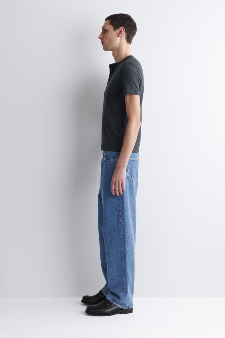 Slim-Fit Ribbed Henley T-Shirt, Alternate, color, NAVY MÉLANGE