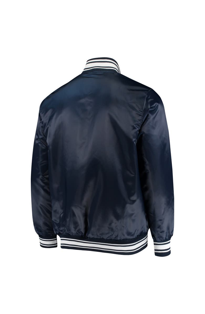 STARTER Men's Starter Navy Chicago Bears Locker Room Satin Varsity Full-Snap Jacket, Alternate, color, Navy