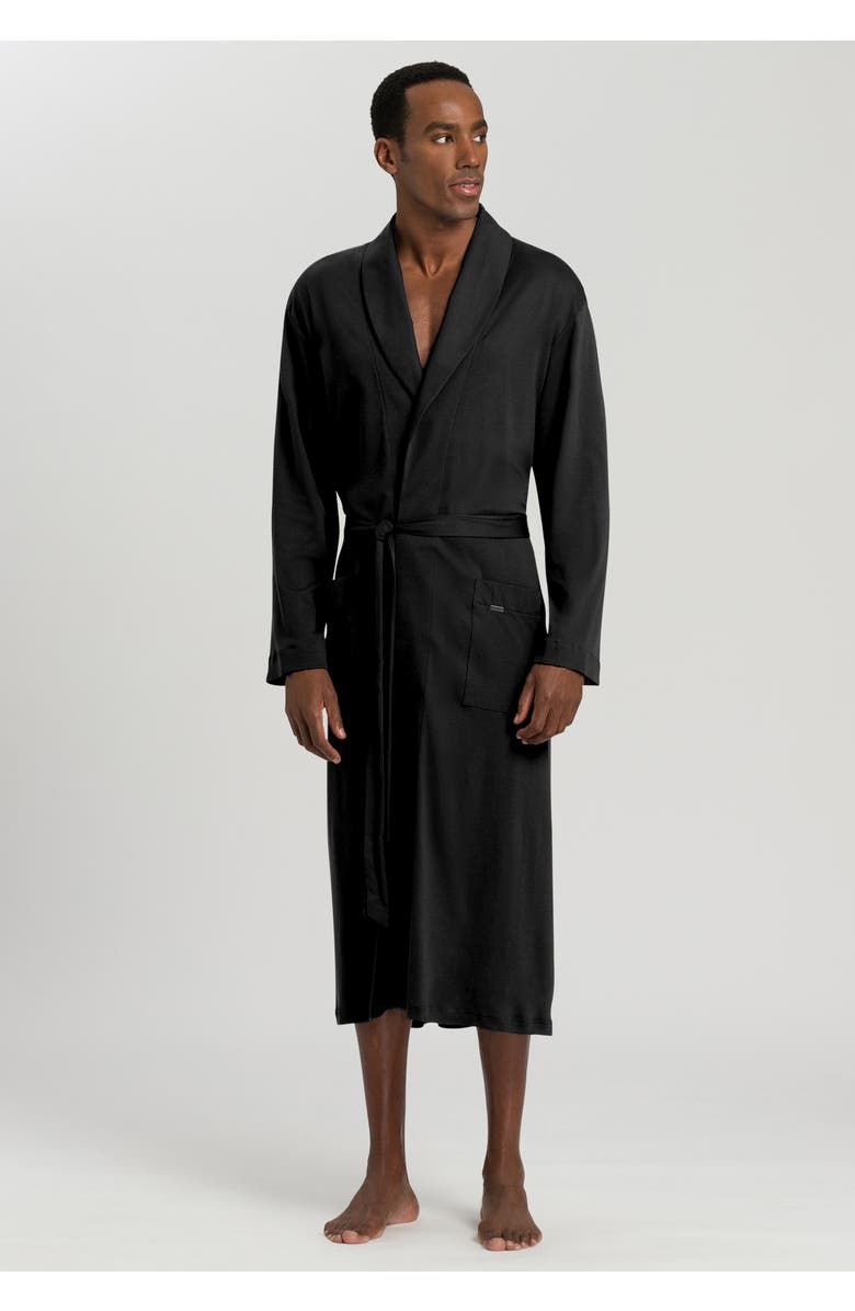 Hanro Night and Day Cotton Shawl Collar Robe, Alternate, color, Black