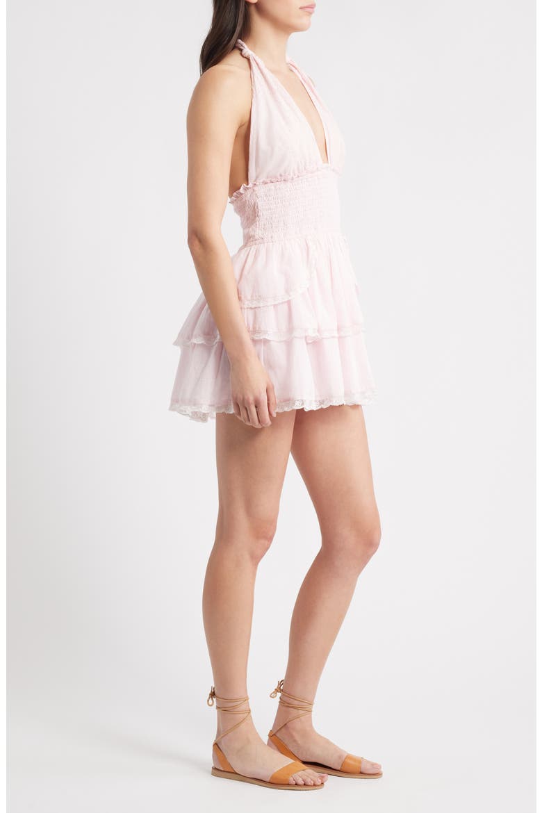 Deanna Embroidered Halter Minidress, Alternate, color, PINK