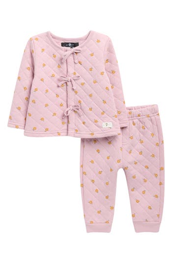 7 For All Mankind Quilted Jacket & Pants Set In Pink