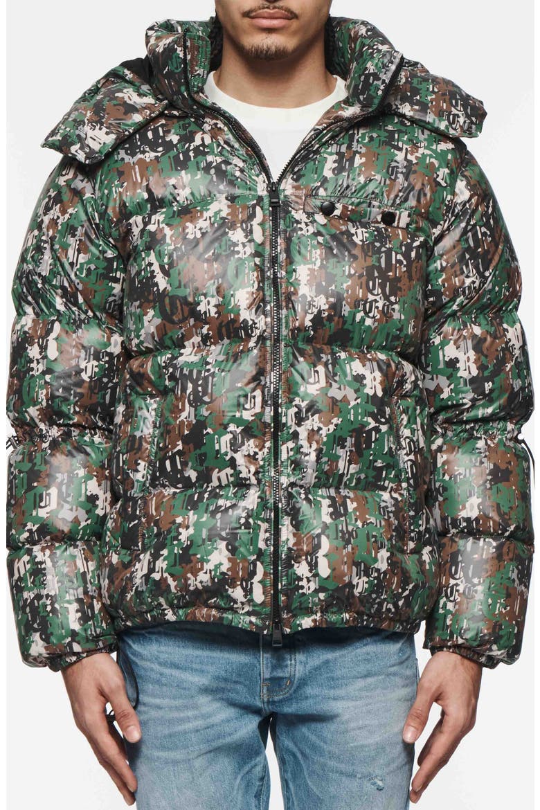 Hooded Down Puffer Jacket, Main, color, AOP