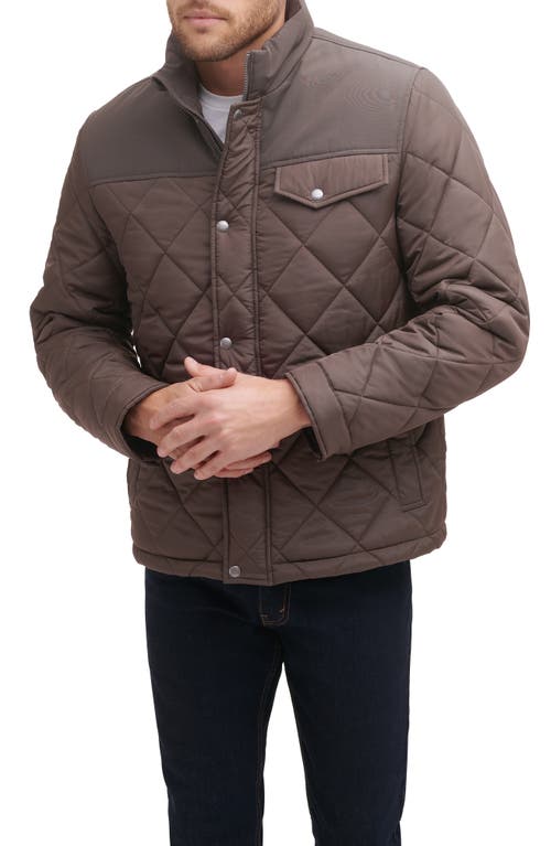Cole Haan Signature Cole Haan Mixed Media Faux Shearling Lined Diamond Quilted Jacket In Brown