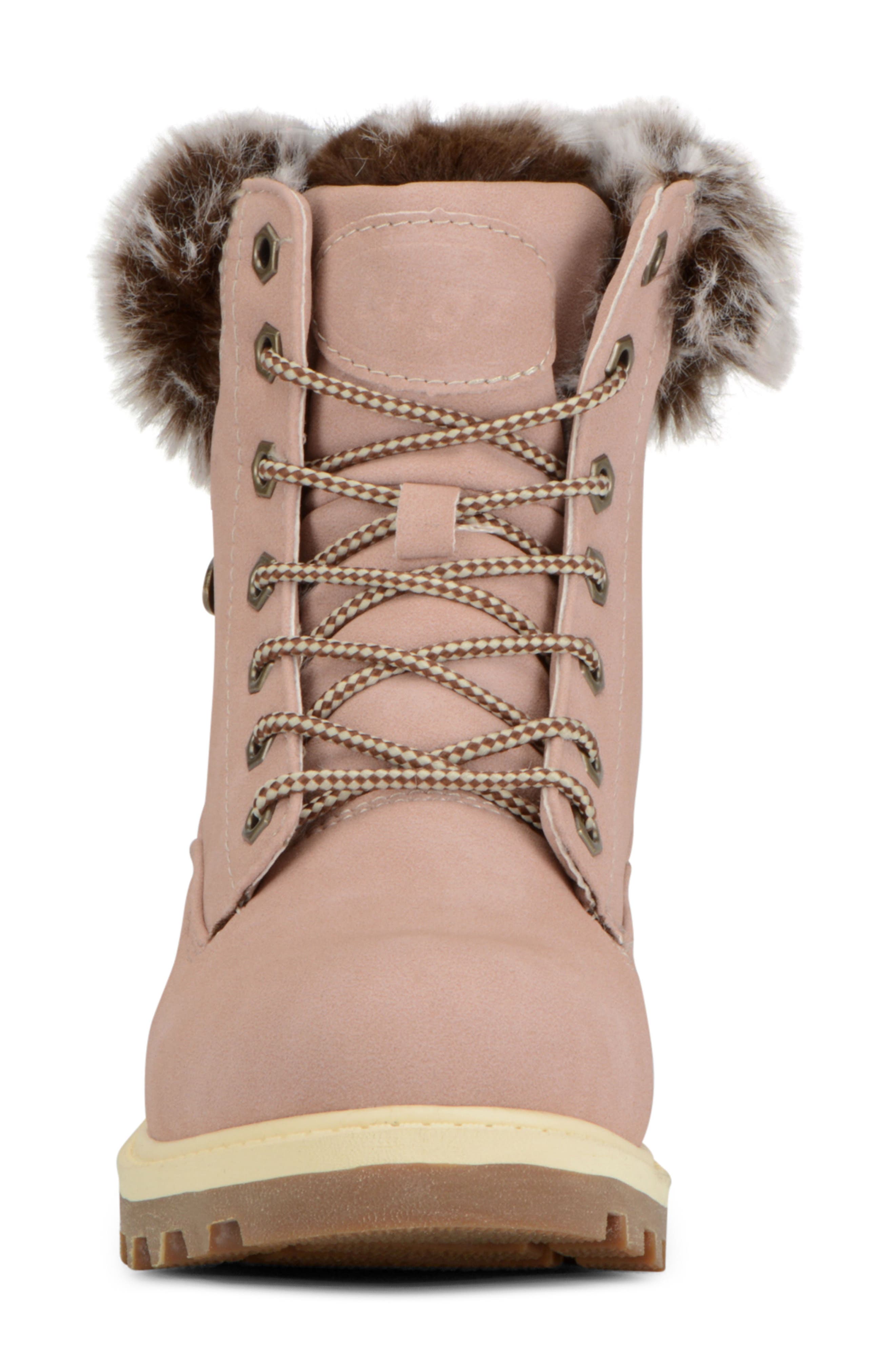 Empire High Faux Fur Lug Sole Boot, Alternate, color, SOFT PINK/ BONE/ GUM