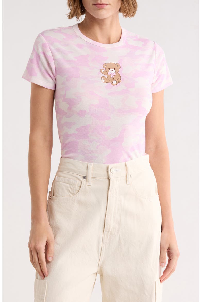 Camo Teddy Graphic Tee, Main, color, PINK
