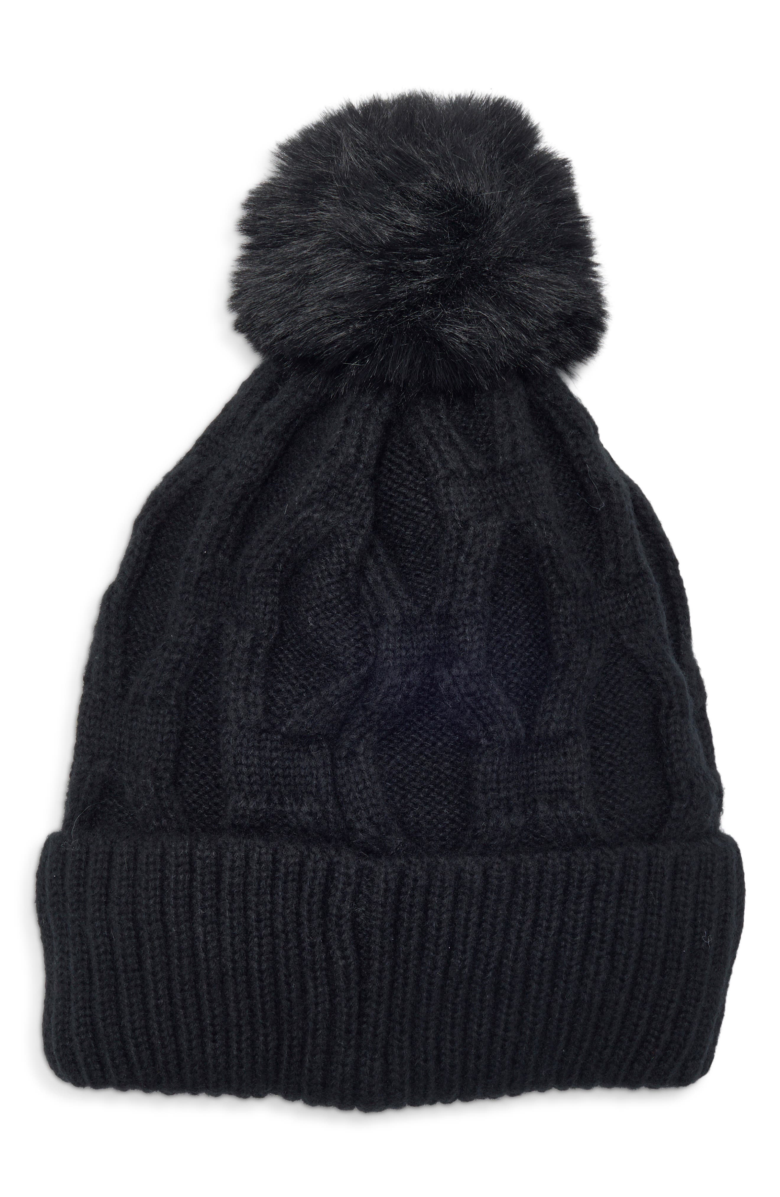Faux Pearl Embellished Pom Beanie