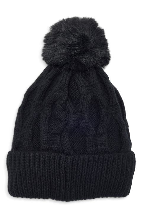Faux Pearl Embellished Pom Beanie