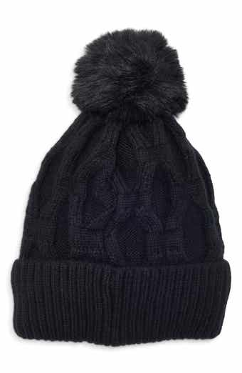 Faux Pearl Embellished Pom Beanie