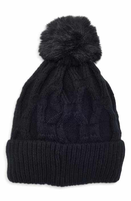 Faux Pearl Embellished Pom Beanie