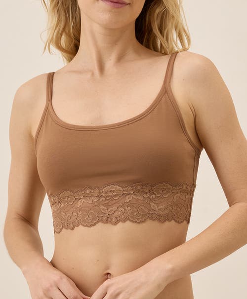 Pact Organic Cotton Lace Smooth Cup Bralette In Brown