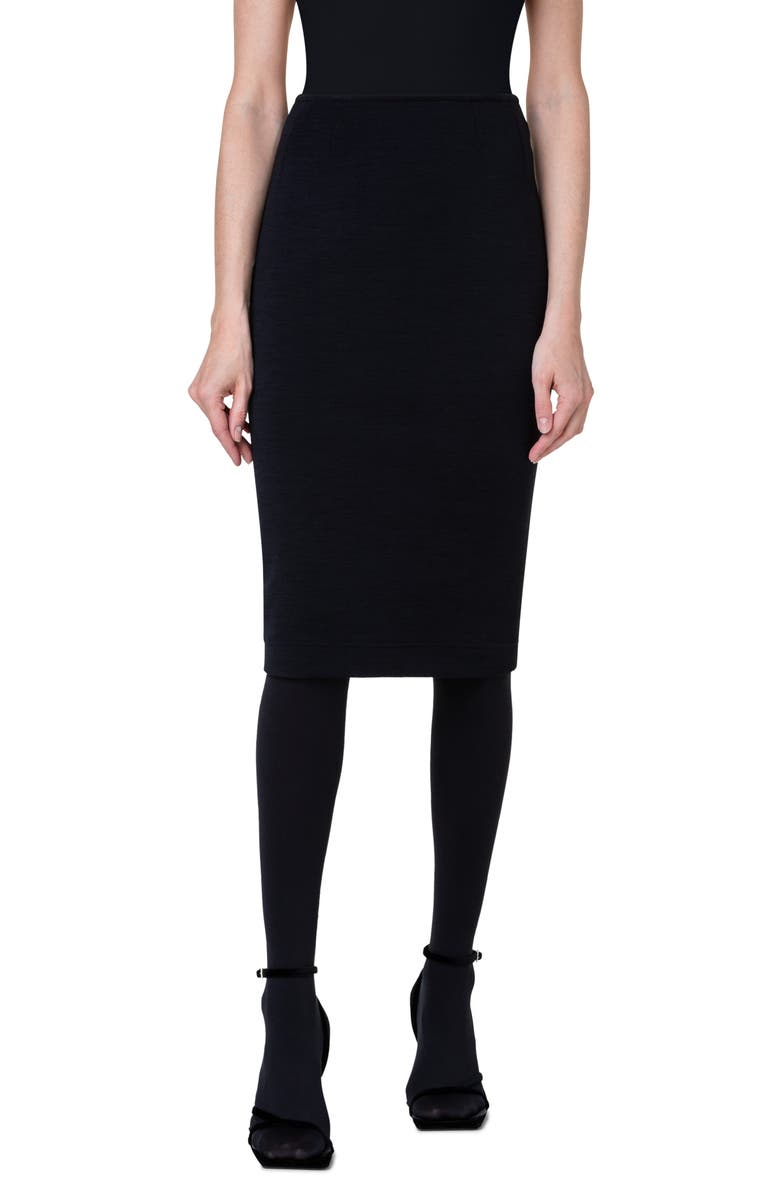 Akris punto Stretch Wool & Cotton Blend Pencil Skirt, Main, color, 