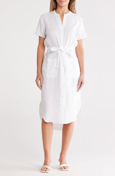 Elongated Tie Waist Shirtdress