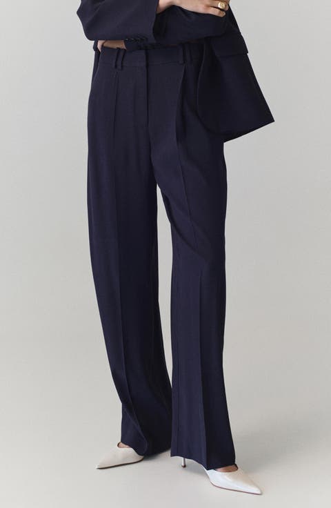 Pleated Straight Leg Pants