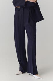 MANGO Pleated Straight Leg Pants
