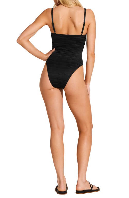 Vitamin A Gemma Drawstring Accent Rib One-piece Swimsuit In Black