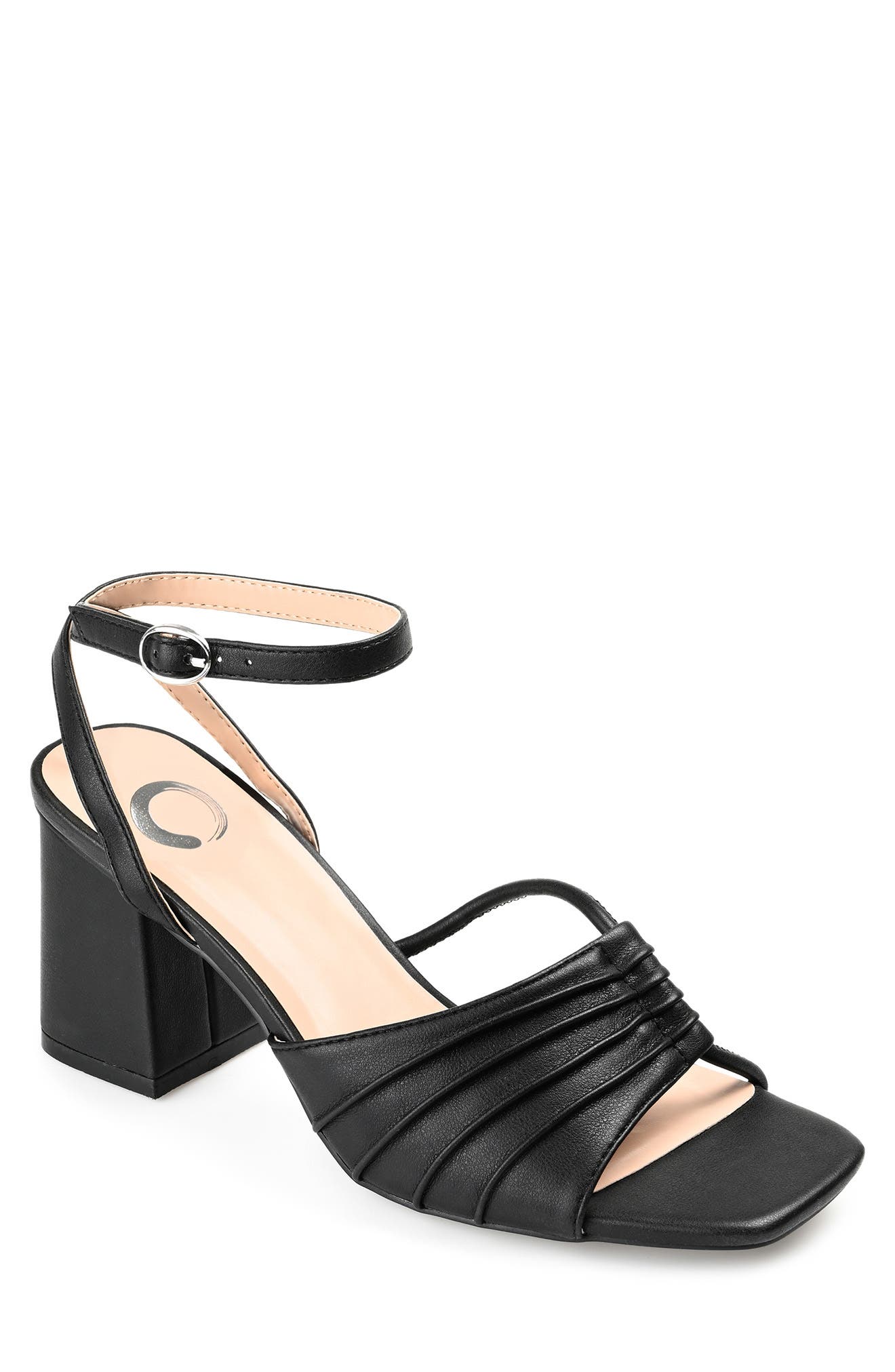 Journee Collection Shillo Pleated Sandal, Main, color, Black