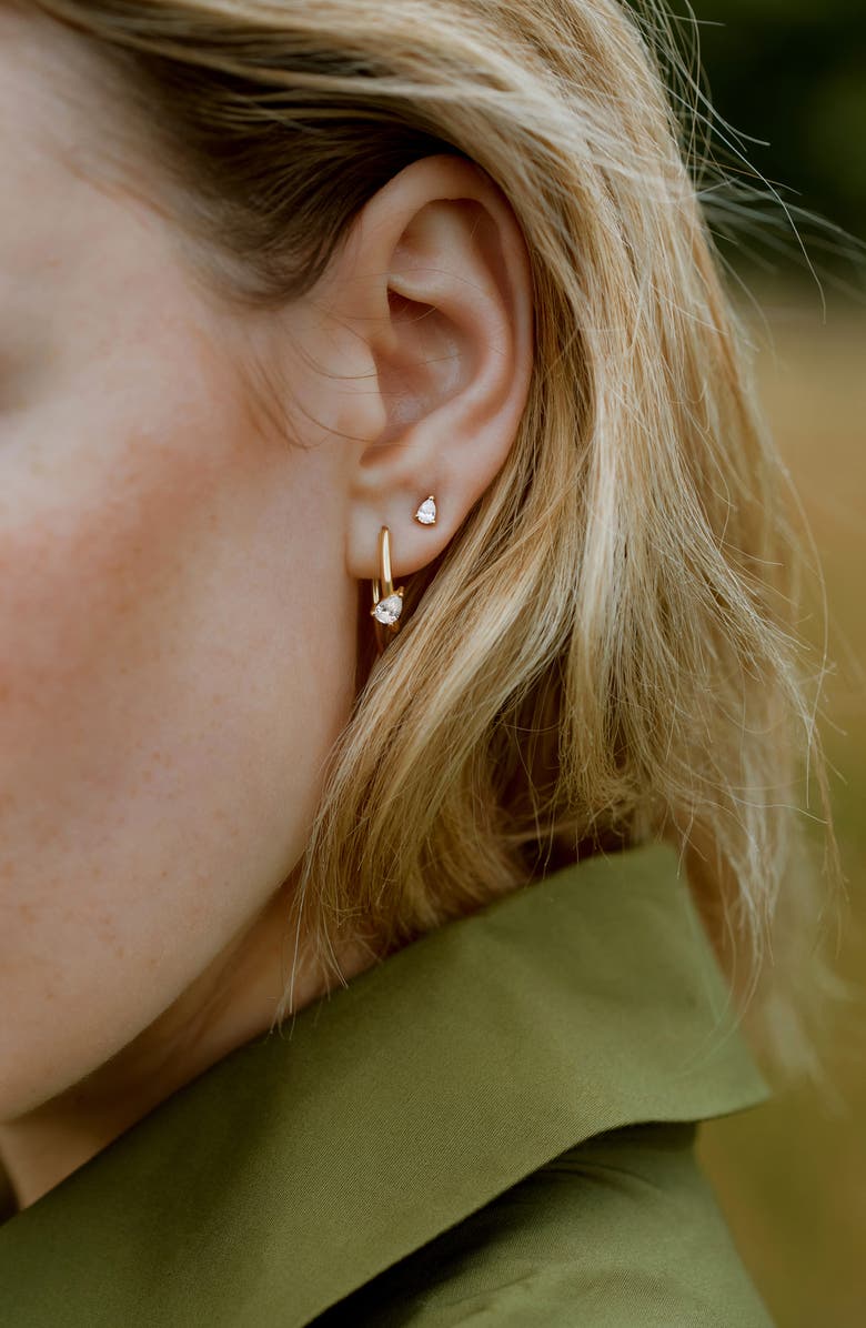 Kimai Single Lab Created Pear Diamond Stud Earring, Alternate, color, 