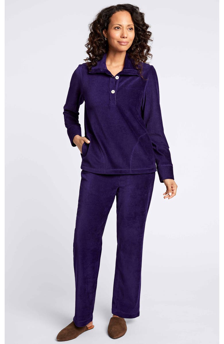 Foxcroft Sammy Corduroy Polo Sweater, Alternate, color, Deep Purple
