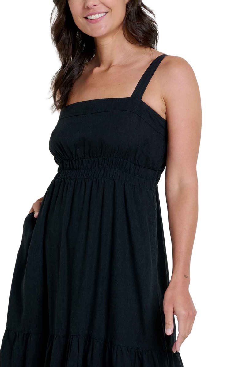 Toad & Co Taj Hemp Tiered Midi Sleeveless Dress, Alternate, color, Black
