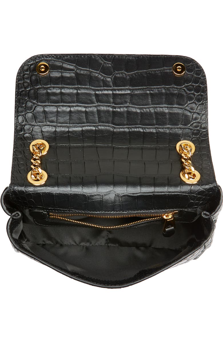 Moschino Logo Chain Croc Embossed Leather Crossbody Bag, Alternate, color,