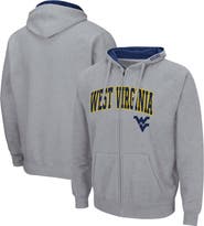COLOSSEUM Men's Colosseum Heathered Gray West Virginia Mountaineers Arch & Logo 3.0 Full-Zip Hoodie