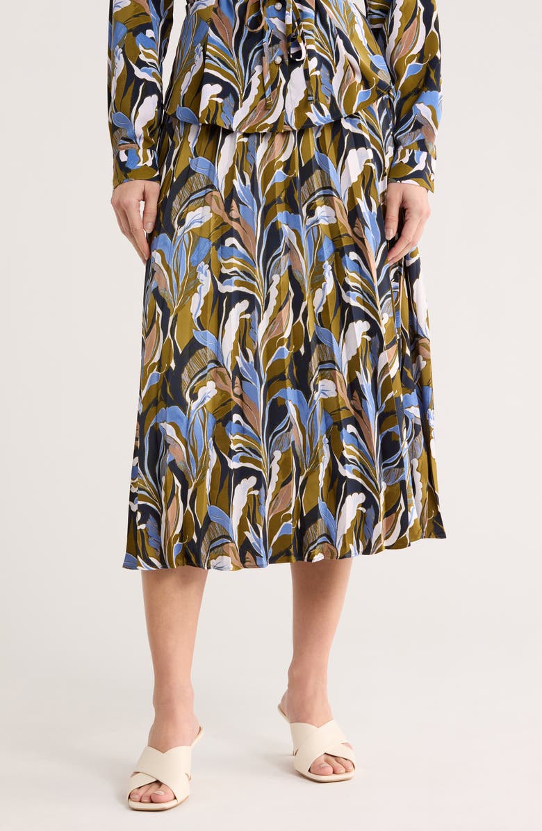 Adrianna Papell Printed Midi Skirt, Main, color, Citron Periwinkle Floral