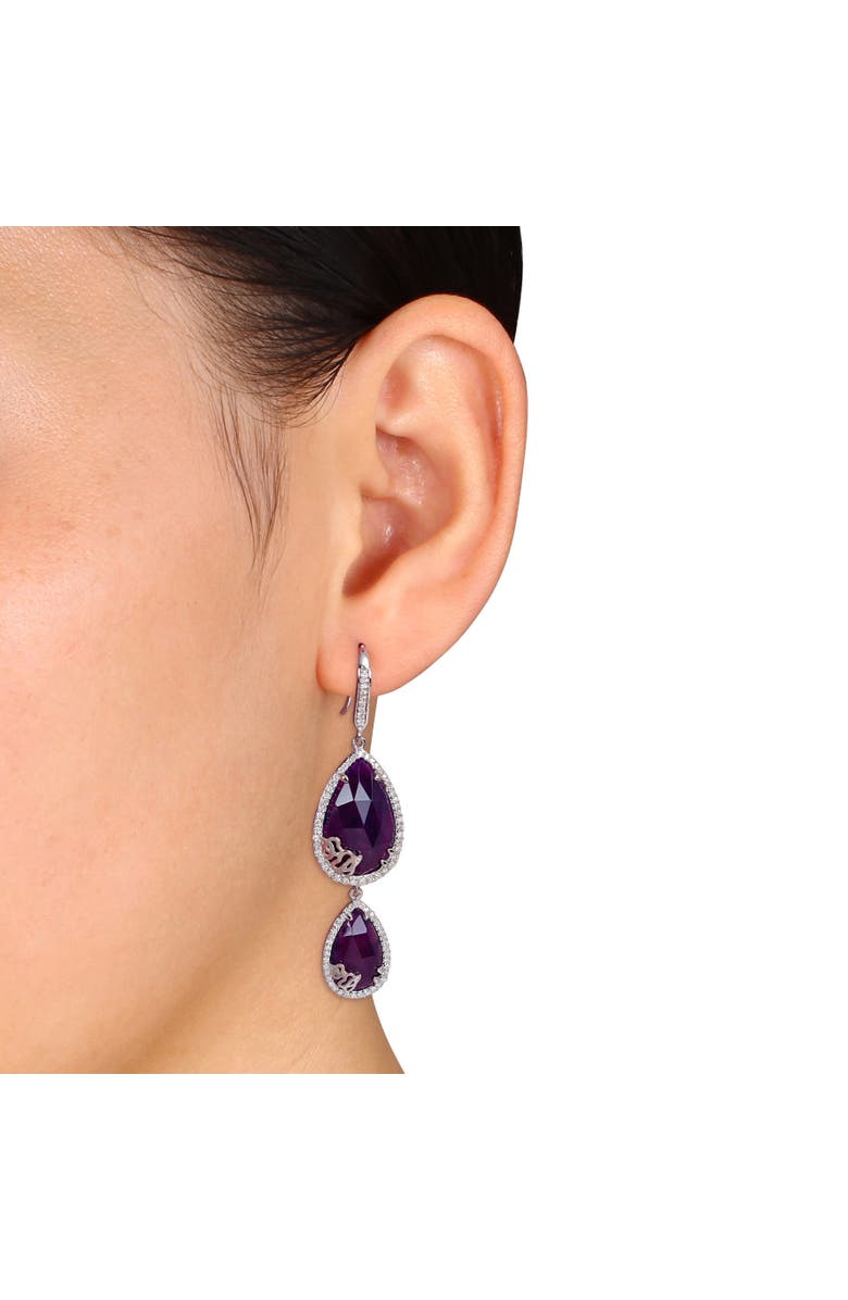 Julianna B. Purple Chalcedony & Diamond Drop Hook Earrings, Alternate, color, Purple Chalcedony