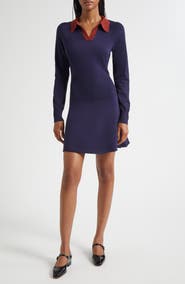STAUD Gene Long Sleeve Polo Sweater Dress