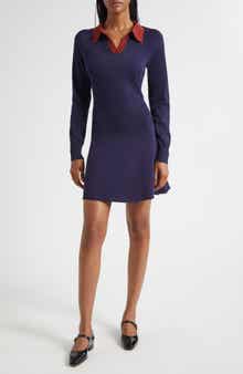 STAUD Gene Long Sleeve Polo Sweater Dress