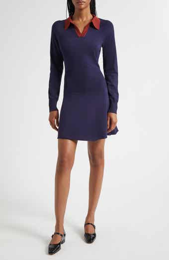STAUD Gene Long Sleeve Polo Sweater Dress