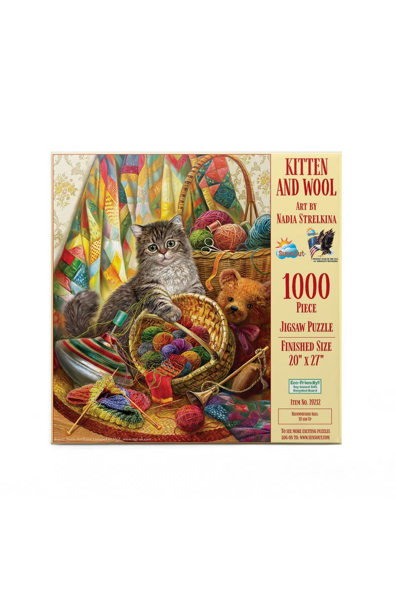 Sunsout Kitten and Wool 1000 piece Jigsaw Puzzle for Adults, Alternate, color, Multicolor