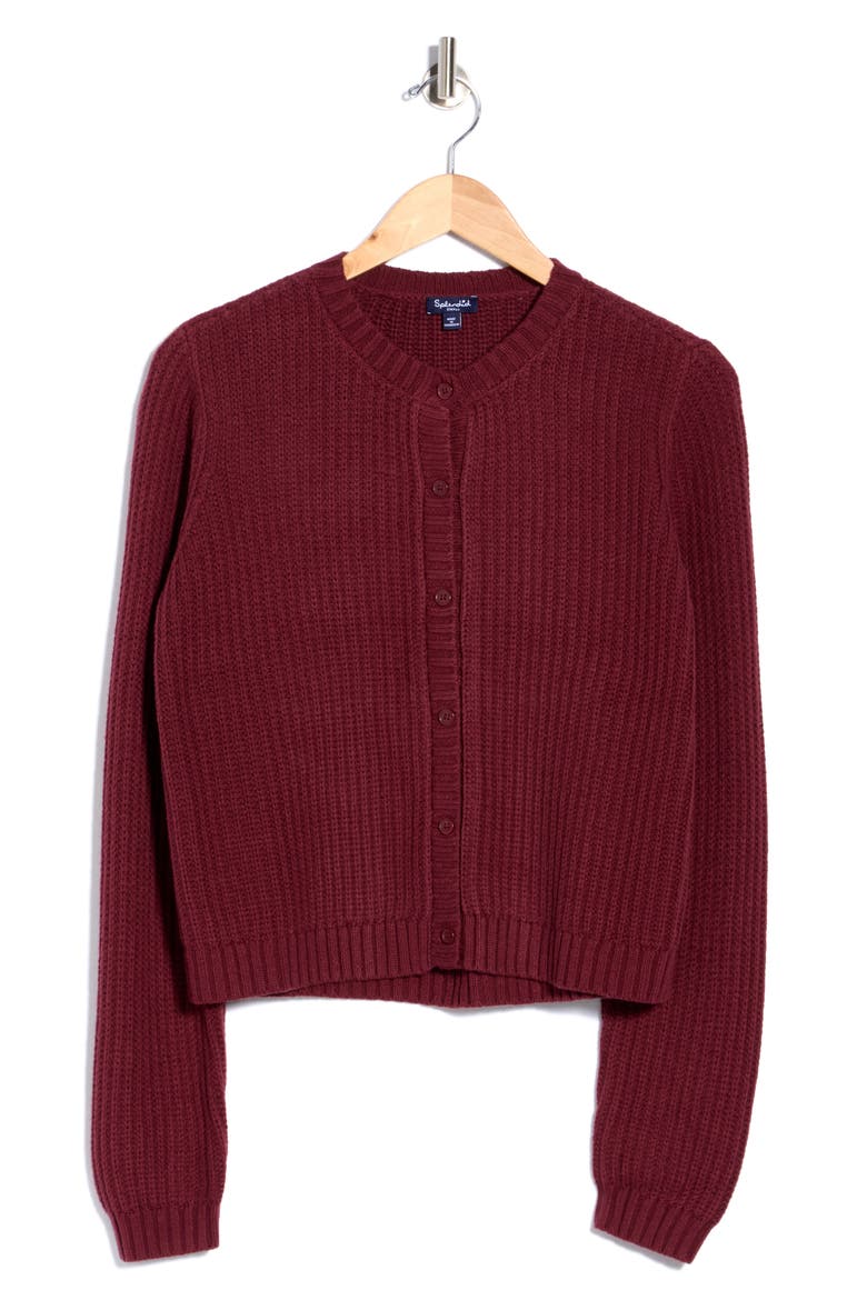 Felicity Crewneck Cotton Blend Cardigan, Alternate, color, ROSEWOOD
