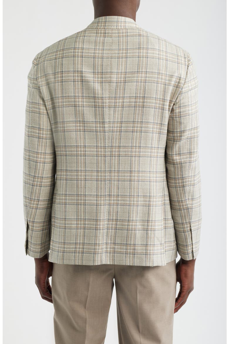 Tan & Grey Plaid Wool & Silk Blend Sport Coat, Alternate, color, MID GREY