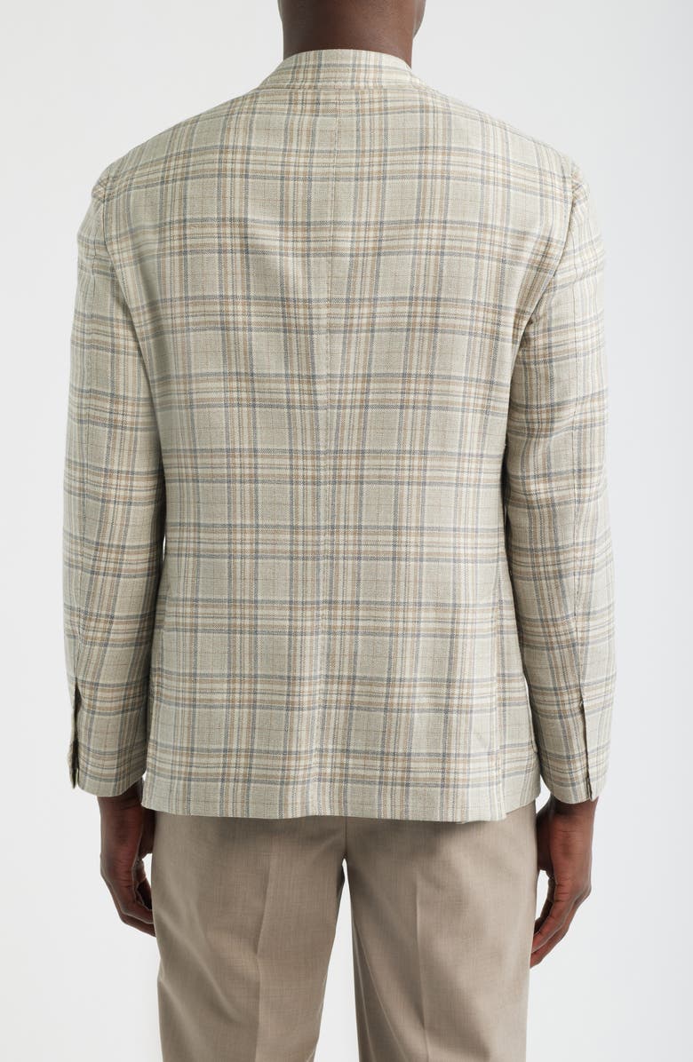 Heritage Gold Tan & Grey Plaid Wool & Silk Blend Sport Coat, Alternate, color, Mid Grey