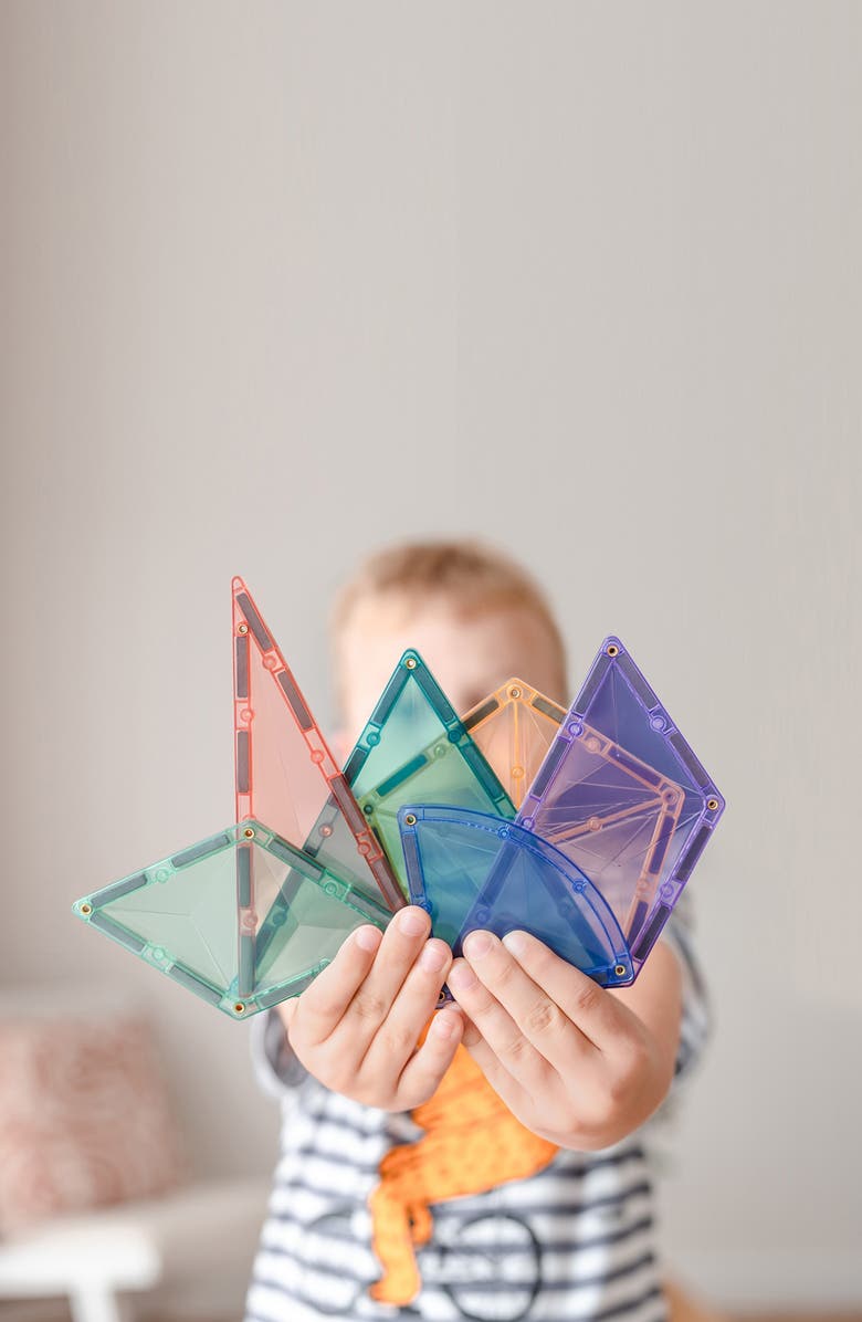 CONNETIX Kids' Pastel Magnetic Tiles 48-Piece Shape Expansion Pack, Alternate, color, Pastel