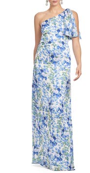 Sachin & Babi Chelsea Floral Print One-Shoulder Gown