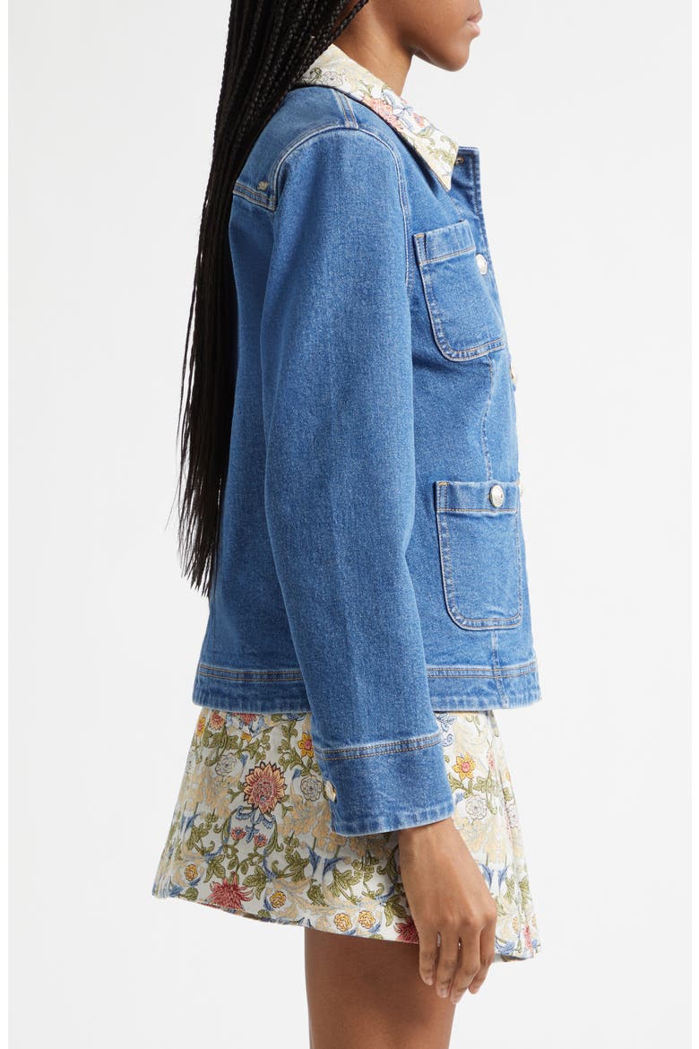 Dalton Floral Collar Stretch Denim Jacket, Alternate, color, SAPHIR MULTI
