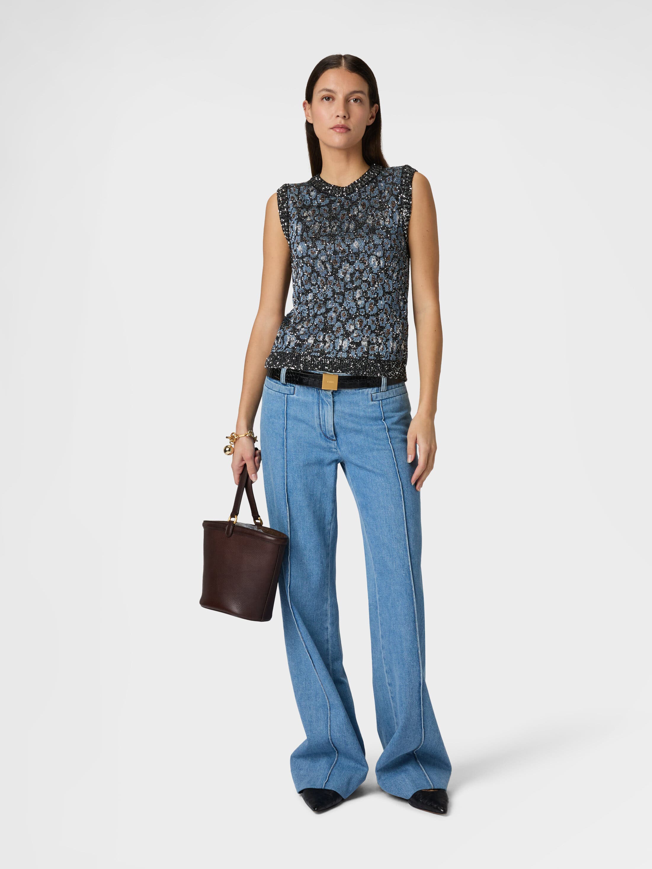 Crew-neck Top In Jacquard Knit With Animalier Pattern - image 2