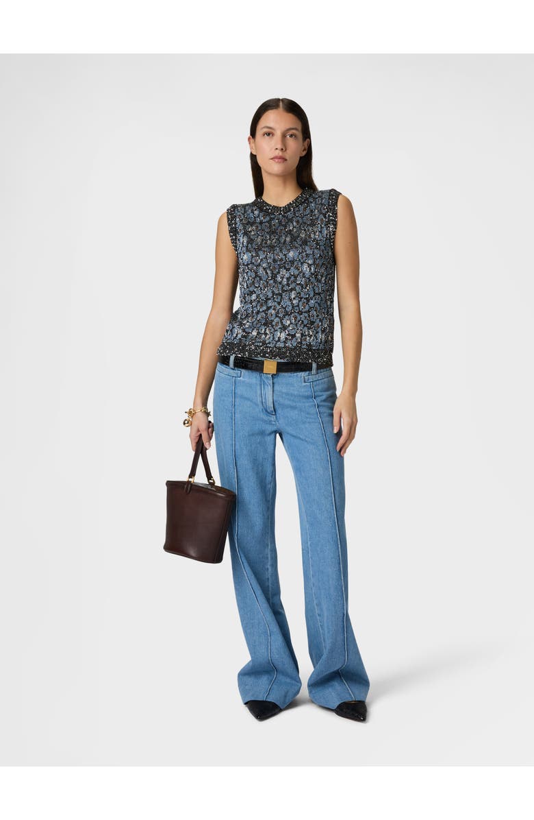 Missoni Crew-neck Top In Jacquard Knit With Animalier Pattern, Alternate, color, Green& Brown