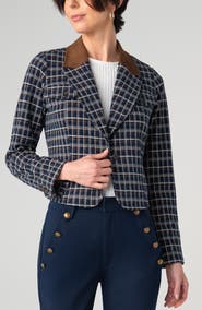 Liverpool Los Angeles Cropped Tartan Blazer