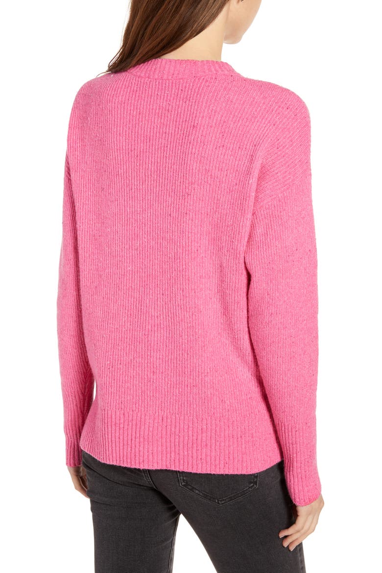 Flecked Crewneck Sweater (Nordstrom Exclusive), Alternate, color, PINK SHOCK