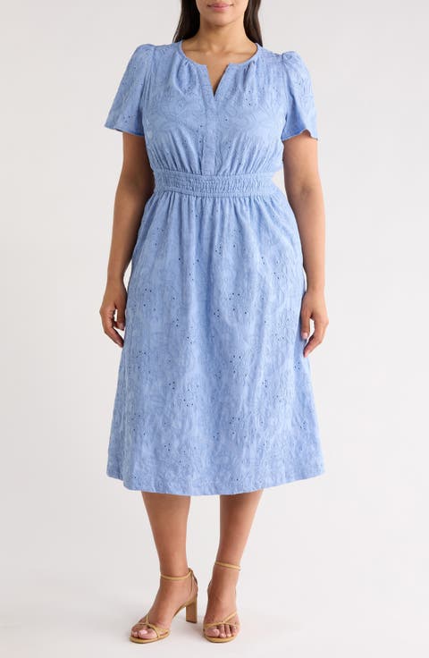 Embroidered Eyelet Lace Dress (Plus)