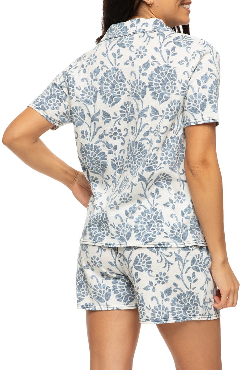 Felina Josephine Crinkled Jersey Short Pajamas, Alternate, color, Distressed Floral Print