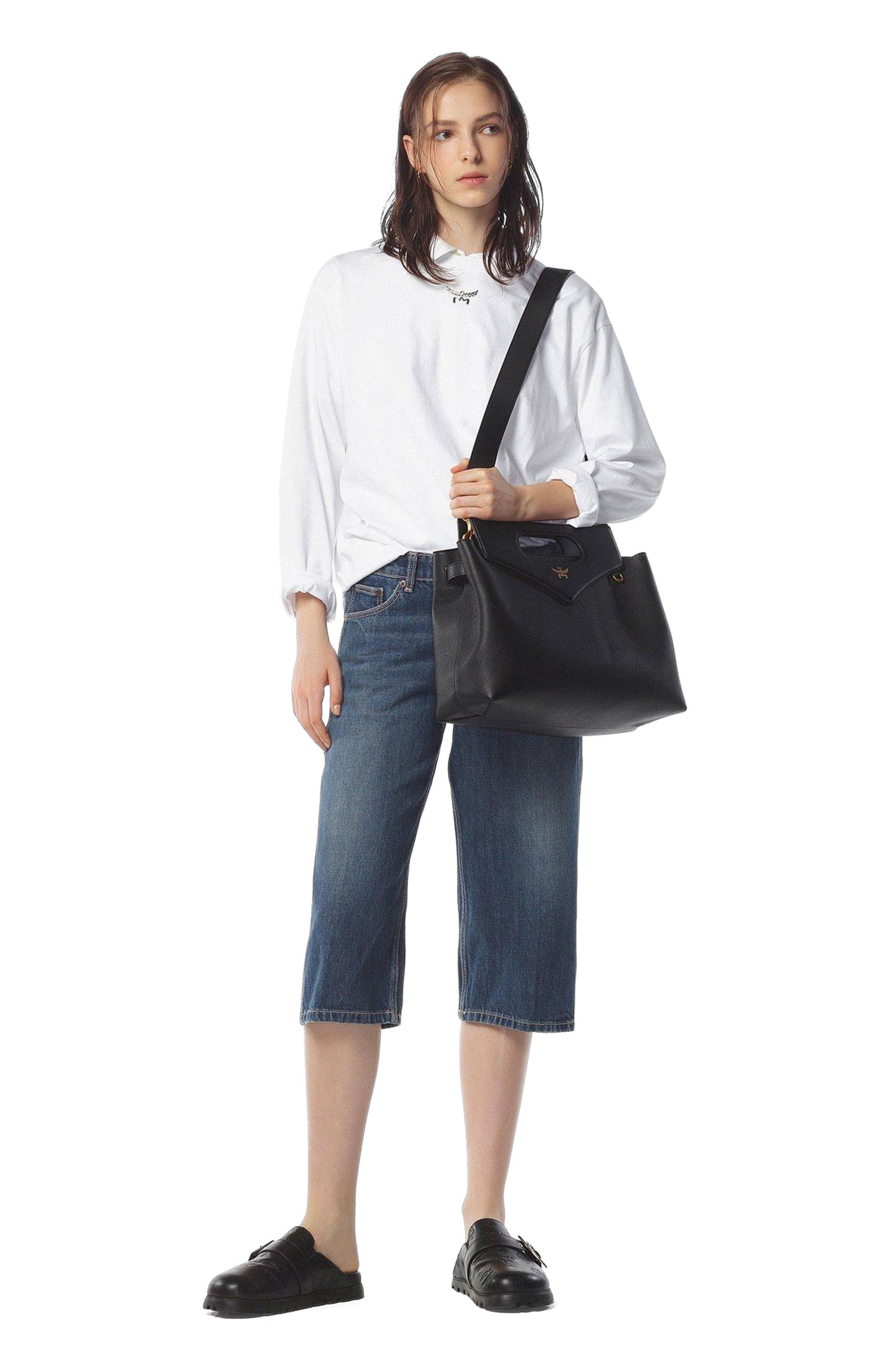 MCM Soft Diamond Shoulder Bag in Embossed Leather, Alternate, color, 