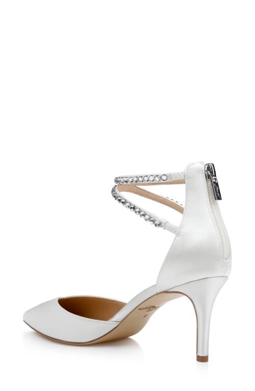 Jewel Badgley Mischka Emmi Ankle Strap Pointed Toe Pump In White
