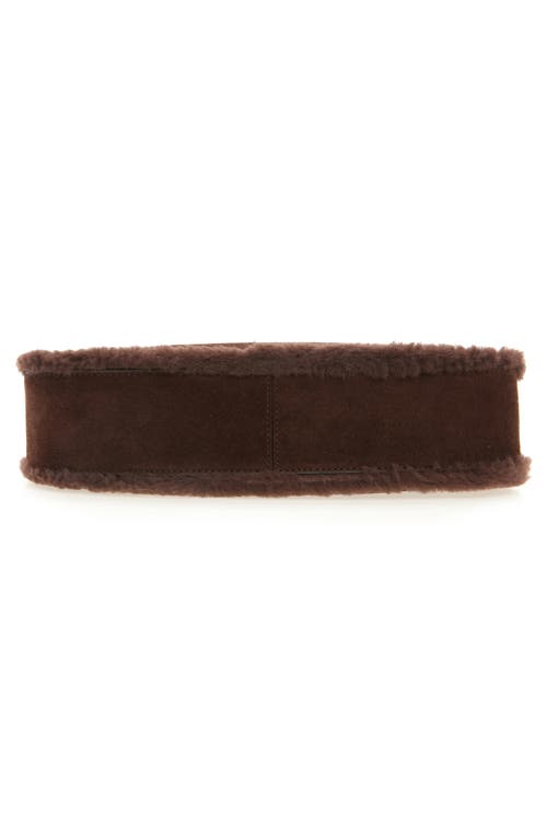 Staud Ollie Suede Shoulder Bag With Faux Shearling Trim In Brown