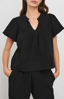 Rails Sayer Organic Cotton Gauze Split Neck Top
